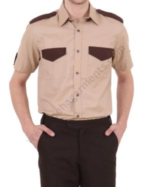 Beige Security Half Shirt For Men