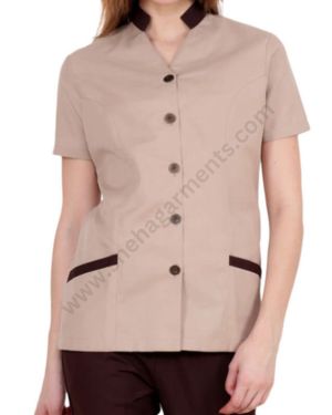 Beige Housekeeping Shirt For Women