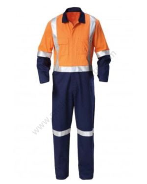 Orange & Navy Blue Industrial Full Suit For Men